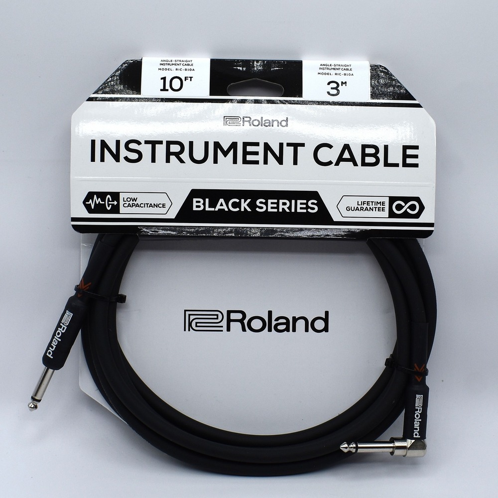 Roland RIC-B10A Black Series Instrument Guitar Cable 10 Ft Angle Straight NEW